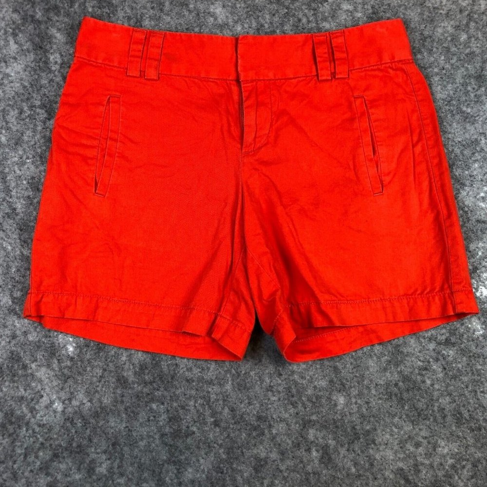 LOFT Shorts 0 25 Chino Solid Midi Mid Rise Hot Orange Casual 100 Cotton Womens